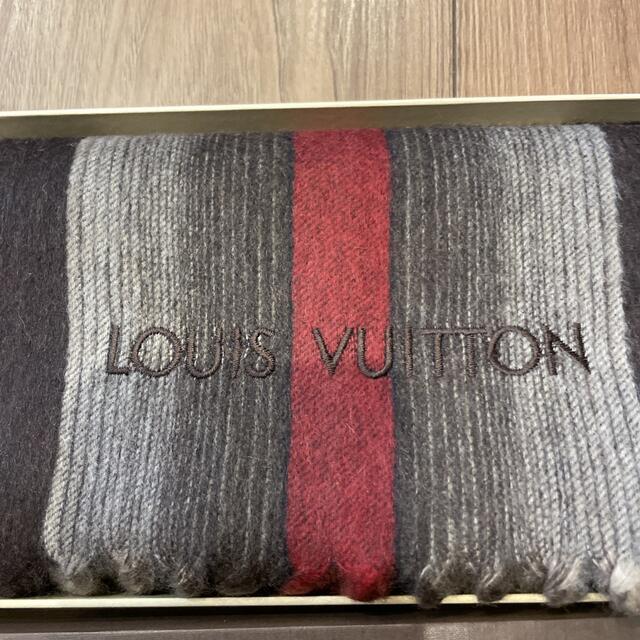 LOUIS VUITTON(ルイヴィトン)のLOUIS VUITTON ルイヴィトン マフラー カシミヤ 赤 茶色  レディースのファッション小物(マフラー/ショール)の商品写真