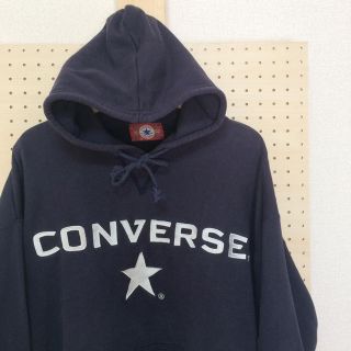 コンバース(CONVERSE)の古着 コンバース ロゴパーカー ネイビーボディー(パーカー)