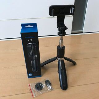 自撮り棒　スマホ　GoPro　三脚　Bluetoothリモコン　ブラック(自撮り棒)