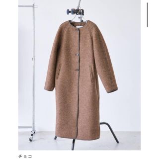 Elegant wool jersey coat in an Italian wool--blend fabric