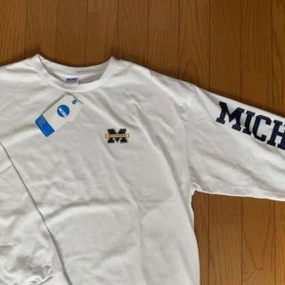 希少！NCAA ミシガン大学 ロンT Michigan Lホワイト ネイビー(Tシャツ/カットソー(七分/長袖))