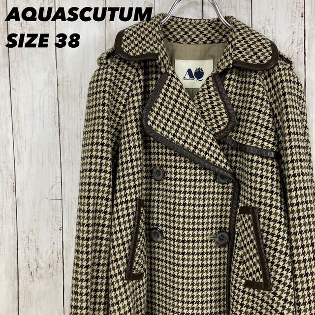 AQUA SCUTUM(アクアスキュータム)の【好配色】AQUASCUTUMアクアスキュータムチェックトレンチコート千鳥格子 レディースのジャケット/アウター(トレンチコート)の商品写真