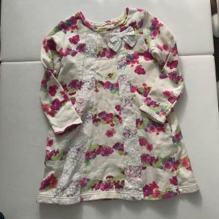 ハッカキッズ(hakka kids)の☆美品☆ハッカキッズ　ワンピース　花柄　レース　チュニック　子ども服(ワンピース)