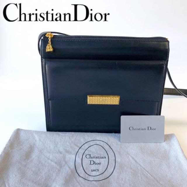 美品 Dior クリスチャンディオール ショルダーバッグ 黒 千鳥金具 CD