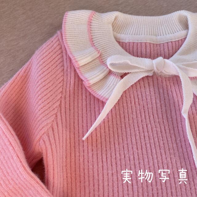 ♡ ニット ワンピース ♡ピンク おしゃれ 可愛い フォーマル 女の子120 キッズ/ベビー/マタニティのキッズ服女の子用(90cm~)(ワンピース)の商品写真