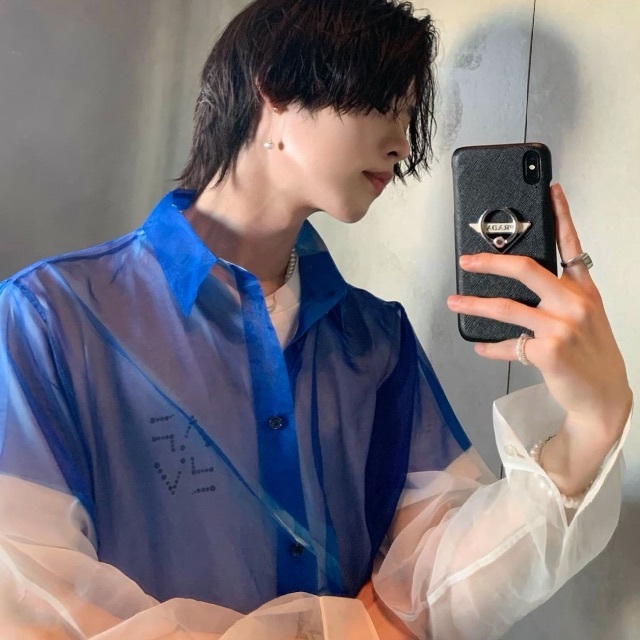 DIOR 20SS SEE THROUGH BLUE SHIRT