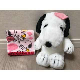 スヌーピー(SNOOPY)の【新品タグ付き】スヌーピーベルぬいぐるみ＋ミニタオル(キャラクターグッズ)