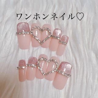 ワンホンネイル♡ピンク♡ネイルチップ