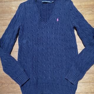 ポロラルフローレン(POLO RALPH LAUREN)のラルフローレンスポーツ　ケーブル編みコットンVネックセーター　M(ニット/セーター)