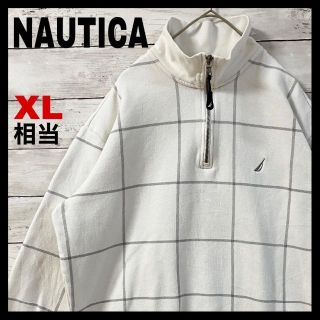 ノーティカ(NAUTICA)の805 US古着 ノーティカ ハーフジップ スウェット チェック柄 XL相当(スウェット)