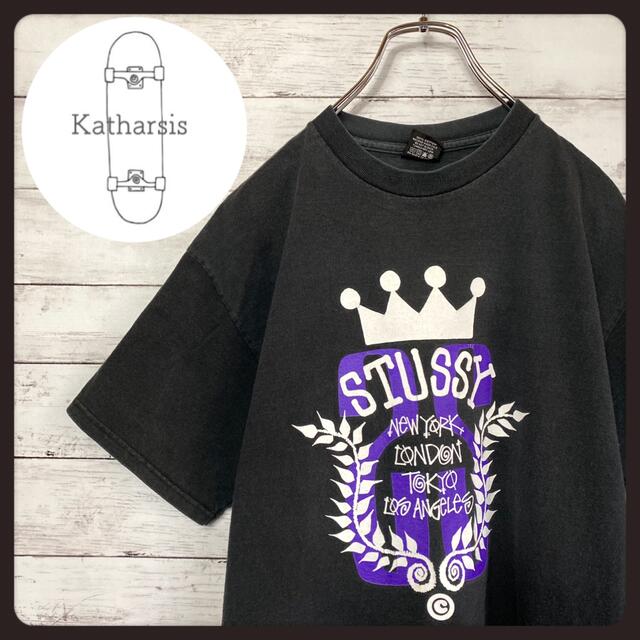 STUSSY(ステューシー)の【希少デザイン】ステューシー　クラウンプリントロゴ　Tシャツ　入手困難 メンズのトップス(Tシャツ/カットソー(半袖/袖なし))の商品写真