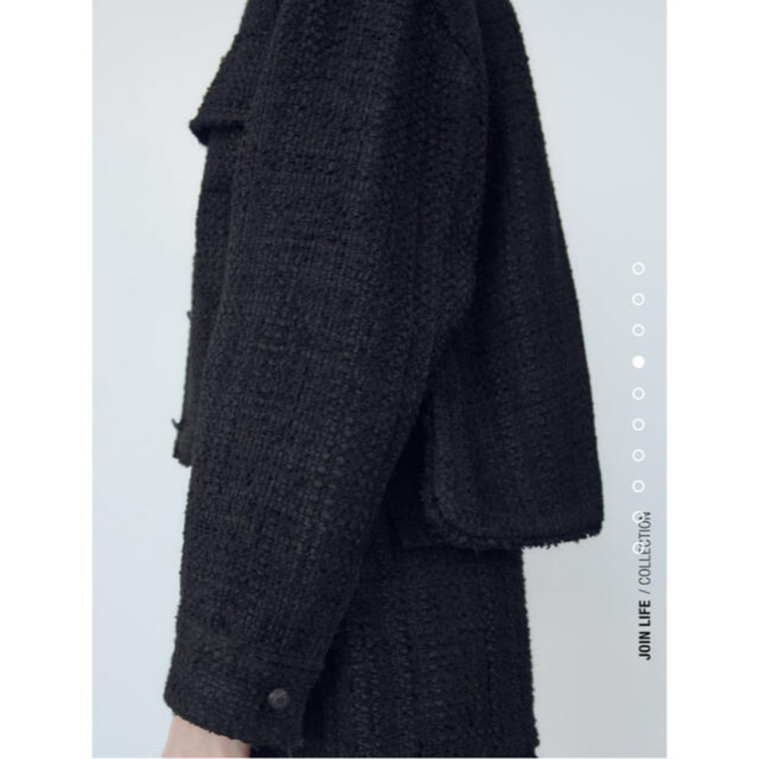 ZARA - ZARA☆テクスチャー入り生地クロップド丈ジャケット☆Lの ZARA - ZARA☆テクスチャー入り生地クロップド丈ジャケット☆Lの