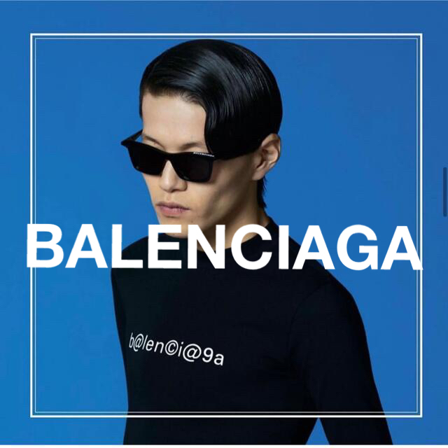 balenciaga ブラック スクエア サングラス ロゴ 眼鏡 カラーレンズ