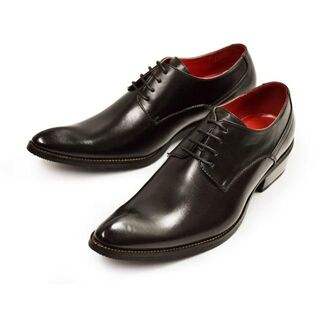 【新品】ビジネスシューズ メンズ 革靴 プレーントゥ 黒 24.5cm～28cm(ドレス/ビジネス)