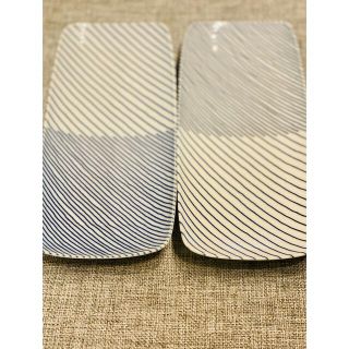 ハクサントウキ(白山陶器)の2枚セット 白山陶器 重ね縞 25cm×11cm 長角皿　(食器)