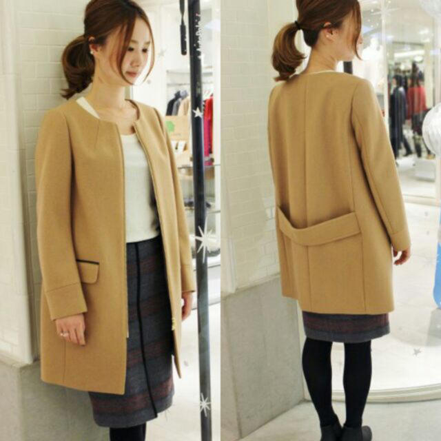 イエナ♡美品♡ノーカラーメルトンコート 65A0CXAIfN