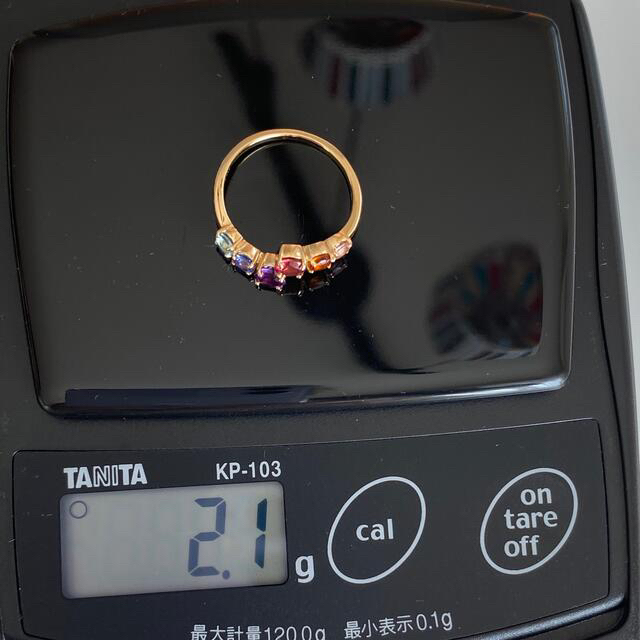 新品　K18 マルチカラーストーン  1.13ct  カラフルリング　18金 レディースのアクセサリー(リング(指輪))の商品写真