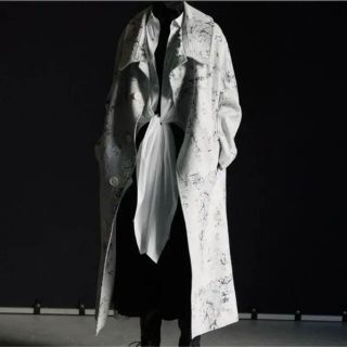 ワイズ(Y's)の希少 Y's ワイズ ホワイトジャガード コート yohji yamamoto(ロングコート)