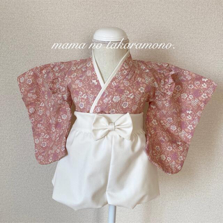 〈オーダー〉ピンク花柄ベビー袴【muu様】(ファッション雑貨)