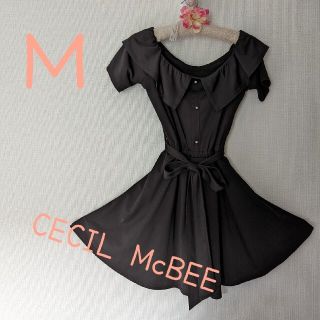 セシルマクビー(CECIL McBEE)の【オススメ！】CECIL McBEE ワンピース 黒 ブラック レディース Ｍ(ミニワンピース)