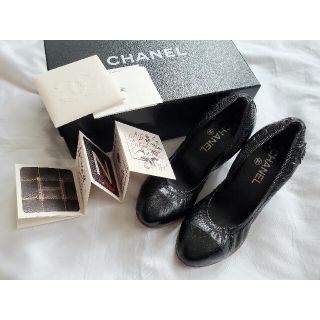 シャネル(CHANEL)のCHANEL レザー パンプス 37 ココマーク ブラック シャネル(ハイヒール/パンプス)