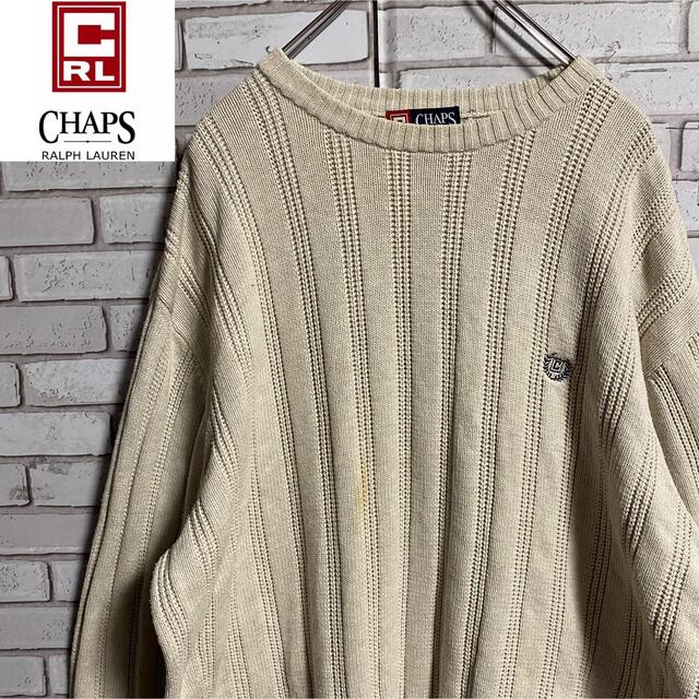 驚き価格 【CHAPS】チャップス　ラルフローレン　ニット　刺繍ロゴ　ウール　XL相当 ニット/セーター