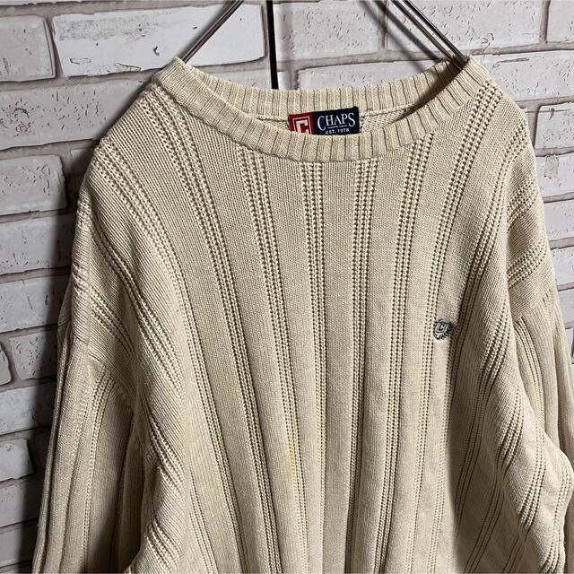 CHAPS - 90s 古着 チャップス ラルフローレン ニット 刺繍ロゴ ゆるだ