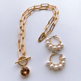 スワロフスキー(SWAROVSKI)のBlanco. スワロフスキーチェーンネックレス　マンテル　コロラドトパーズ(ネックレス)