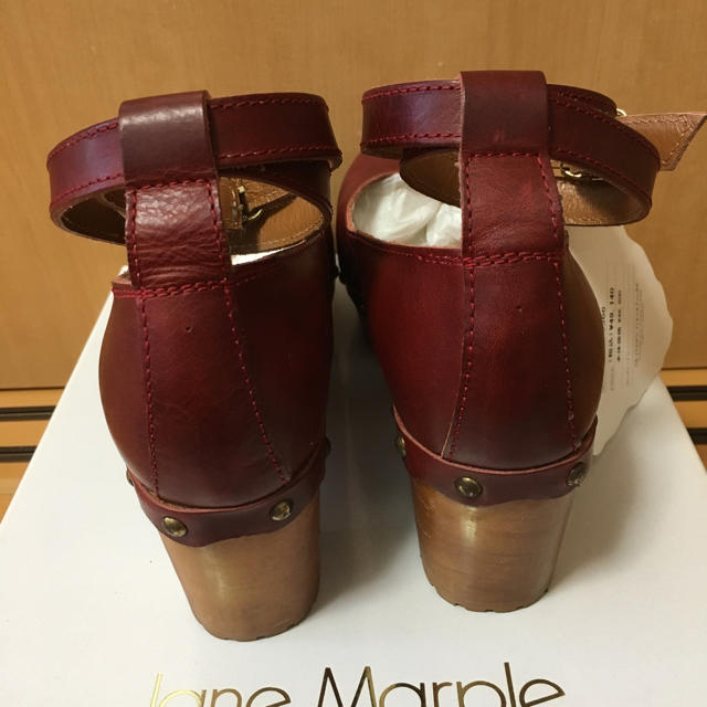 JaneMarple(ジェーンマープル)の【JaneMarple】ジェーン ウッドソールシューズ 木底靴 ボルドー 美品 レディースの靴/シューズ(ハイヒール/パンプス)の商品写真