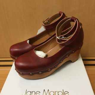 ジェーンマープル(JaneMarple)の【JaneMarple】ジェーン ウッドソールシューズ 木底靴 ボルドー 美品(ハイヒール/パンプス)