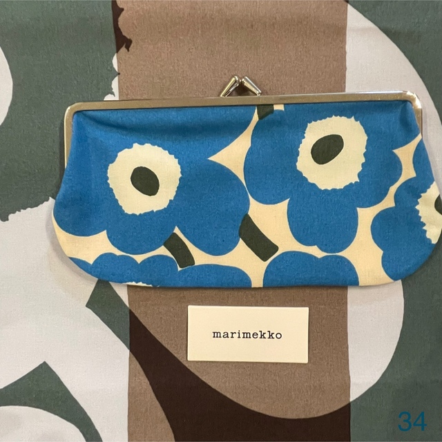 marimekko(マリメッコ)のmarimekko マリメッコ　がま口ポーチ　完売ブルー レディースのファッション小物(ポーチ)の商品写真