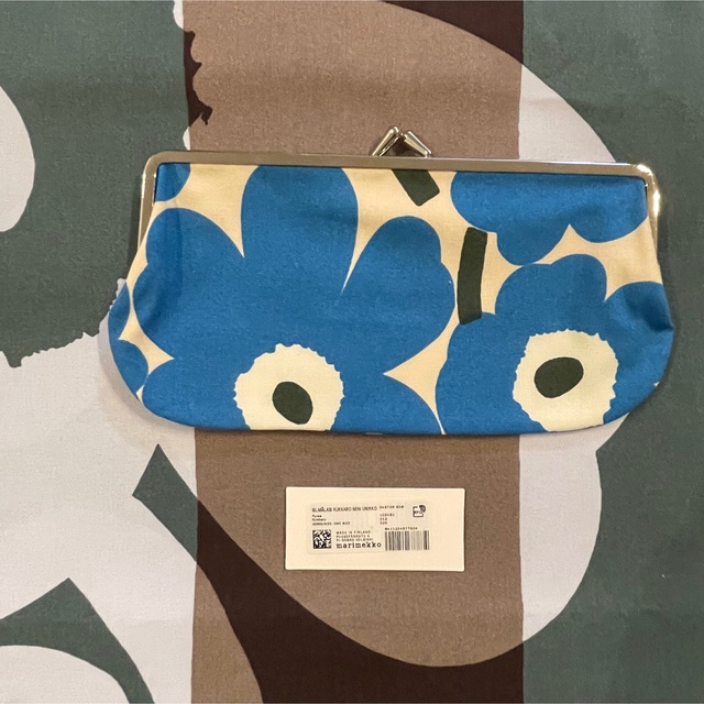 marimekko(マリメッコ)のmarimekko マリメッコ　がま口ポーチ　完売ブルー レディースのファッション小物(ポーチ)の商品写真