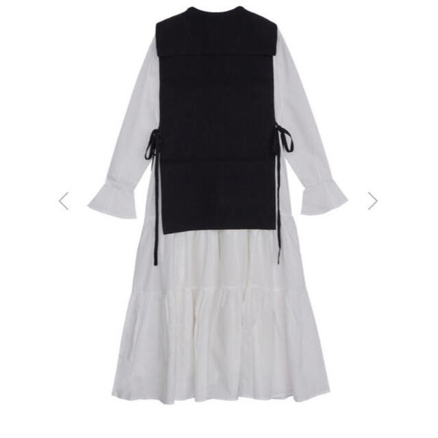 Ameri VINTAGE(アメリヴィンテージ)のAmeri COLLAR KNIT VEST WITH DRESS BLACK レディースのワンピース(ロングワンピース/マキシワンピース)の商品写真