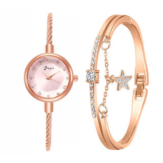 レディース時計　ブレスレット付き　ピンク(腕時計)
