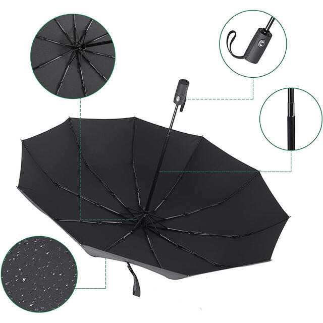 折りたたみ傘 ワンタッチ自動開閉 折り畳み傘 10本骨 高密度撥水　晴雨兼用2本 メンズのファッション小物(傘)の商品写真