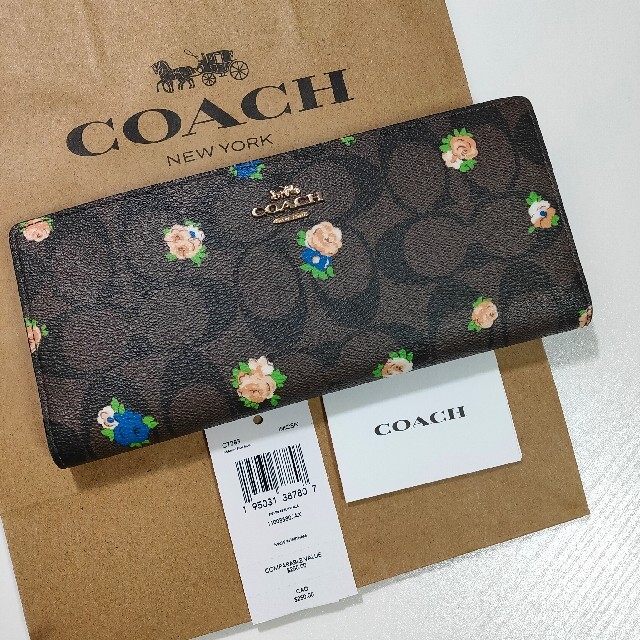 COACH コーチ スリム ウォレット レザー 長財布 シグネチャー フラワー 激安人気新品