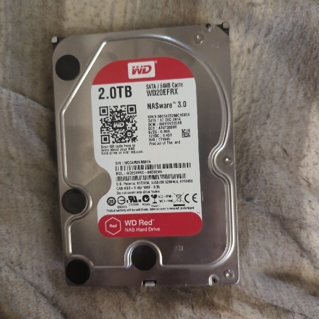 美品WD RED SATA HDD3.5インチ2TB(AVコマンド対応タイプ)