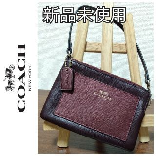 コーチ(COACH)の【新品未使用】COACH　レザーカードケース　小さいポーチ　えんじ色　小豆色(ポーチ)