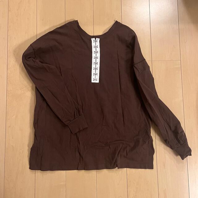 bonny ブラウン　カジュアルロングTシャツ レディースのトップス(Tシャツ(長袖/七分))の商品写真
