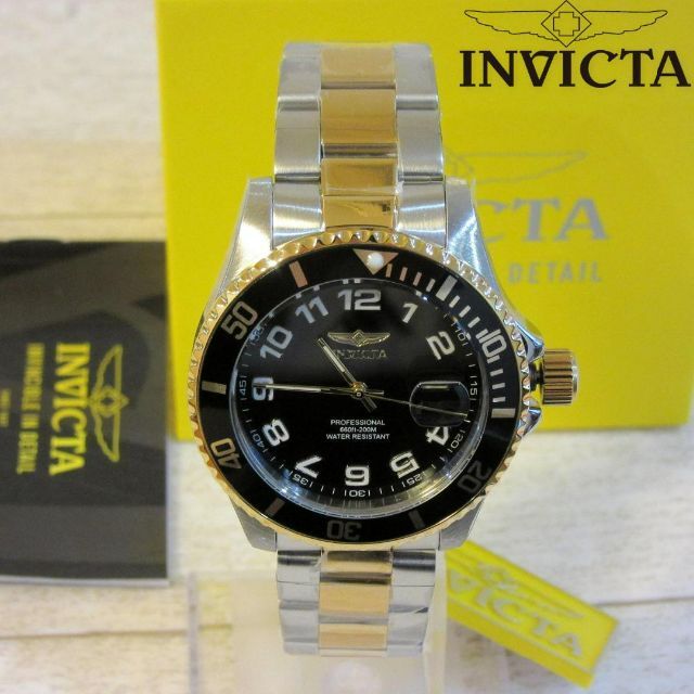 素敵でユニークな 新品 - INVICTA インヴィクタ 40MM 黒金 ダイバーウォッチ  ３針 デイト 腕時計 腕時計(アナログ)