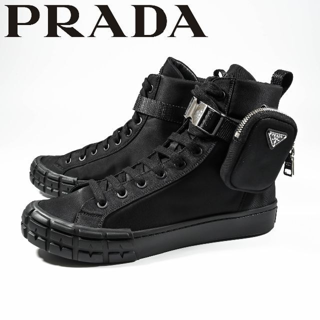 ファブリック新品 100％本物 正規品 PRADA Re Nylon ハイトップスニーカー