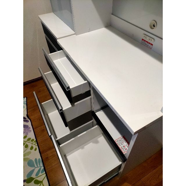 ニトリ 食器棚 キッチンボード ホワイト ブラウン 右のユニットのみ ニトリ 食器棚 キッチンボード ホワイト ブラウン 右のユニットのみ