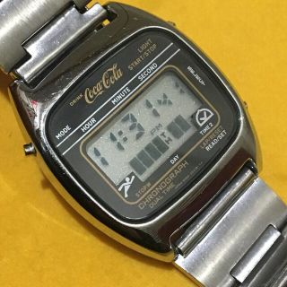 シチズン(CITIZEN)のCITIZEN 希少シチズンCocaCola レトロクロノデジタル時計 稼働品(腕時計(デジタル))