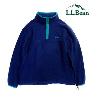 L.L.Bean - USA製 80's L.L.Bean スナップT フリース 筆記体ロゴ刺繍の 