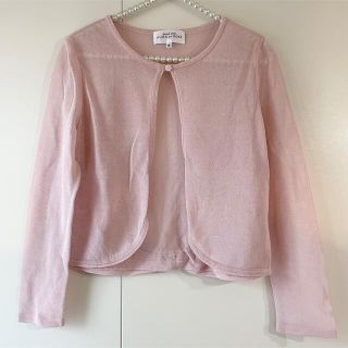 ハナエモリ(HANAE MORI)のALMAenROSE HANAEMORI ♡シアーカーディガン ピンク 美品(カーディガン)