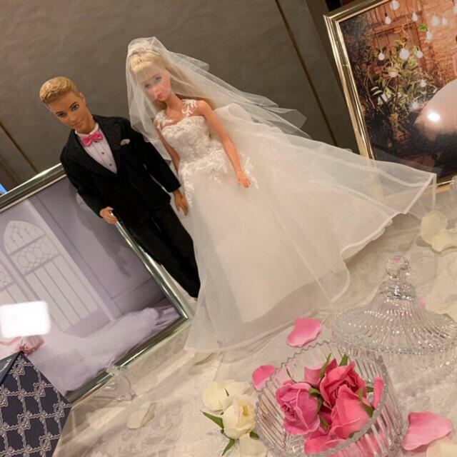 国内発送 Barbie 【美品】Barbieウエディングドレス 7号 ペアドール付