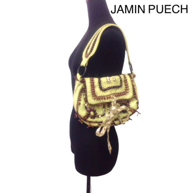 ジャマンピュエッシュ JAMIN PUECH 総革 ビジュー バッグ-