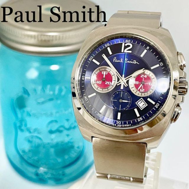 95 ポールスミス時計 メンズ腕時計 ブルー クロノグラフ時計 デイト入り 人気 Taku Sou 腕時計 アナログ Edmontonquotient Com