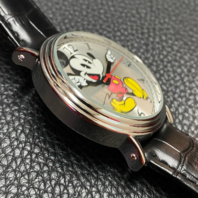 新品 43mm 日本製クオーツ ミッキーマウス Disney シルバーxレザー