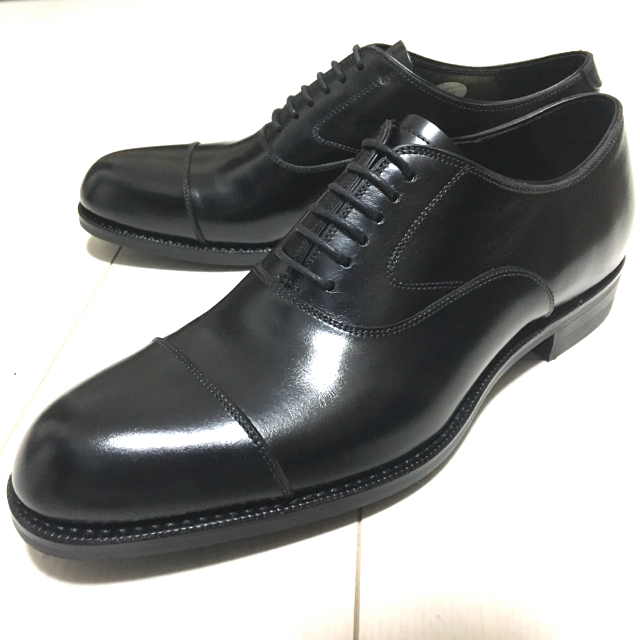 靴/シューズジョンストン＆マーフィー 内羽根ストレートチップ ブラック(大塚製靴製)